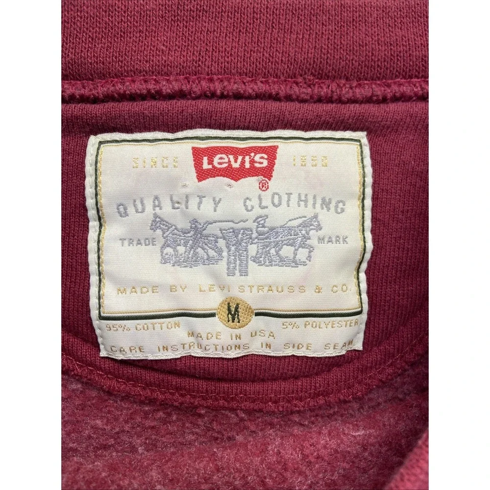 Vintage Levi's Sweatshirt‎ Mens M Red Fleece Crewneck Blank Y2k 90s